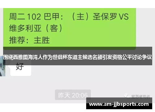围绕西雅图海湾人作为世俱杯东道主候选名额引发资格公平讨论争议